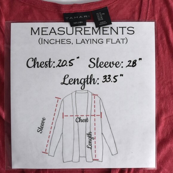 TAHARI Open-Front Cardigan – XL – Coral - Picture 6 of 6